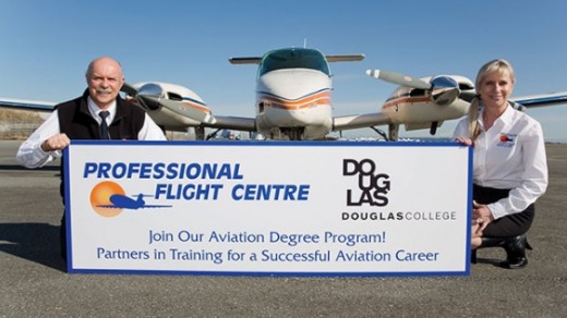 John and Blythe Montgomery, of Professional Flight centre, have announced a new degree program in cooperation with Douglas College.