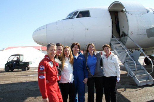 VIP participants in the Women of Aviation Worldwide event in Lachute, QC get ready to board a Nolinor Convair.