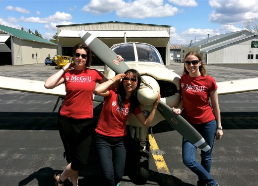 From left, Emily Fowler, Annie Wen and Sonya Vinderskov are competing in the Air Race Classic.