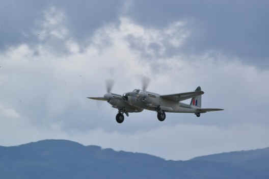 A former Spartan Air Services Mosquito rebuilt by Victoria Air Maintenance flew June 16. Photo by Bill Ehman