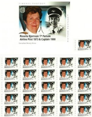 Rosella Bjornson, Canada's first female airline pilot, has had a stamp issued in her honour.