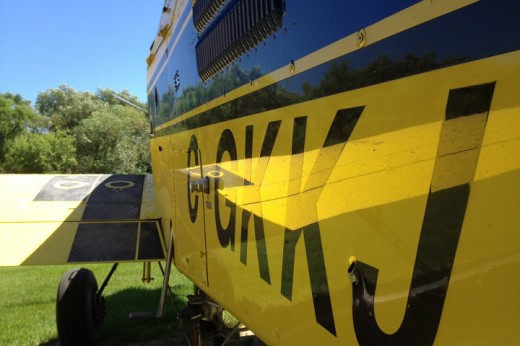 A bullet struck the bottom of a cropduster and exited the side (lower right of photo).