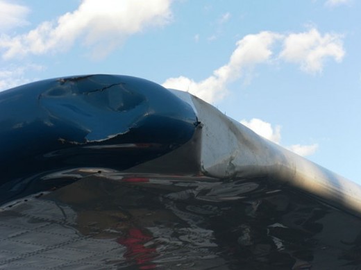 Wing damage on turbine Beaver that crashed in 2013.