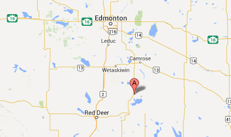 Collision occurred near Bashaw, AB.