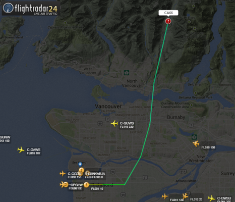 Route of crash plane on April 13.