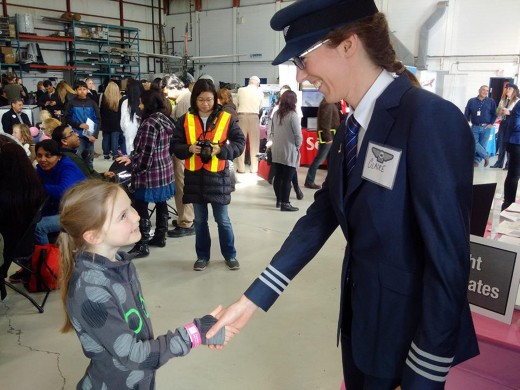 Porter Airlines pilot Claire Lemiski attended the Oshawa event.