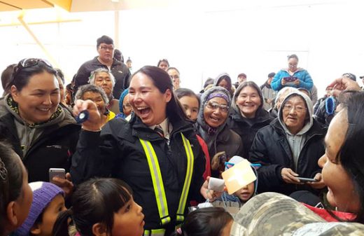 Melissa Haney is welcomed at her hometown airport.