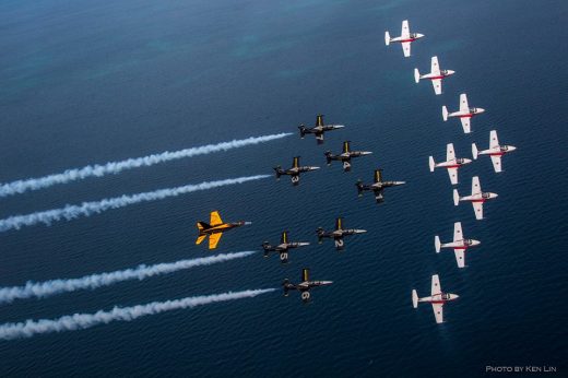 A huge formation flight was accomplished over Toronto last month. Ken Lin Photo.