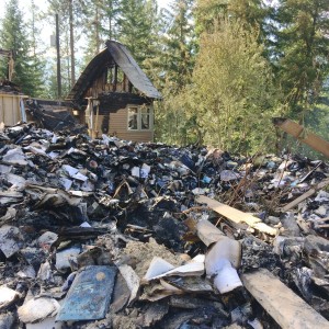 Aftermath of fire that destroyed book warehouse.